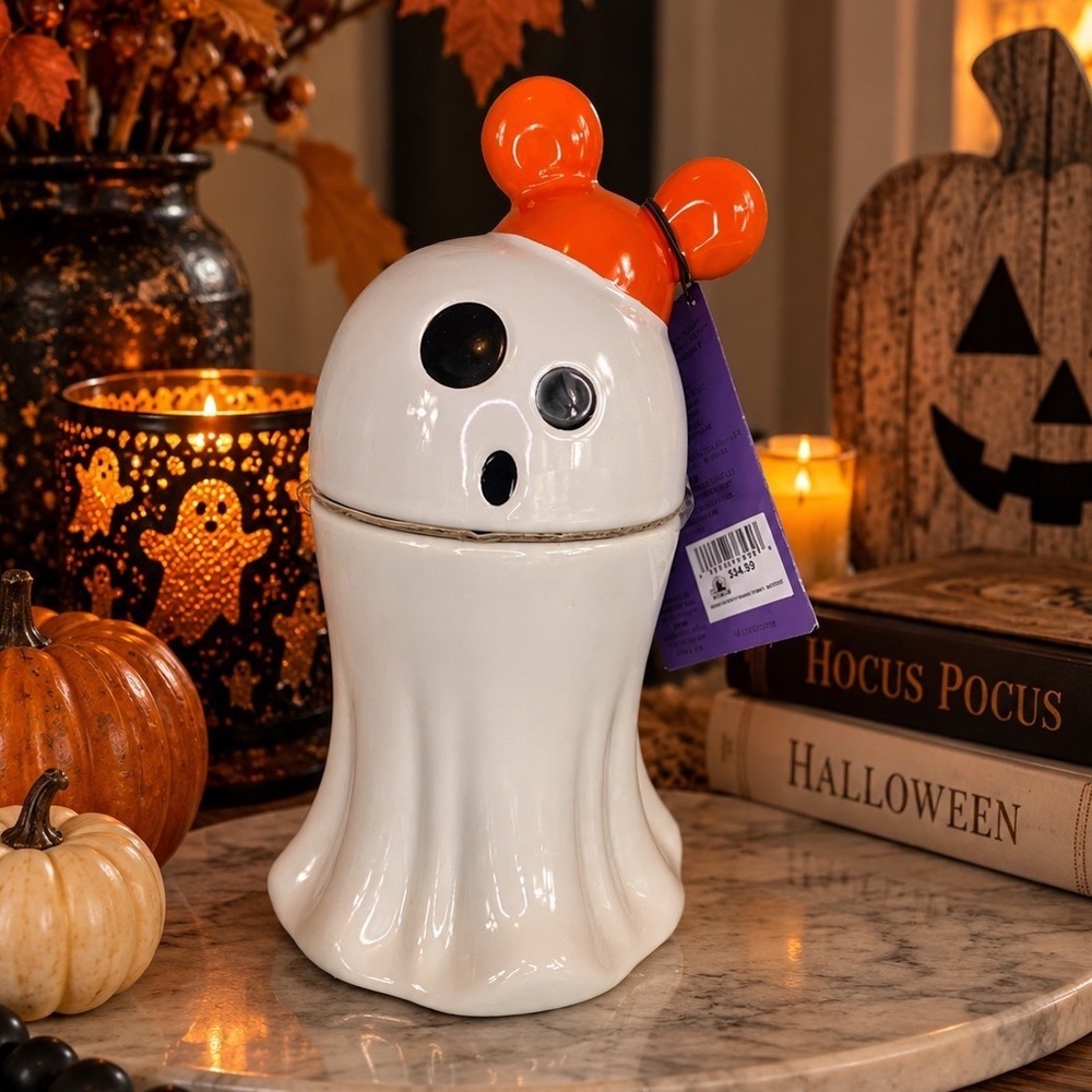 Disney Parks Mickey Ghost Scented Candle Ceramic Halloween New